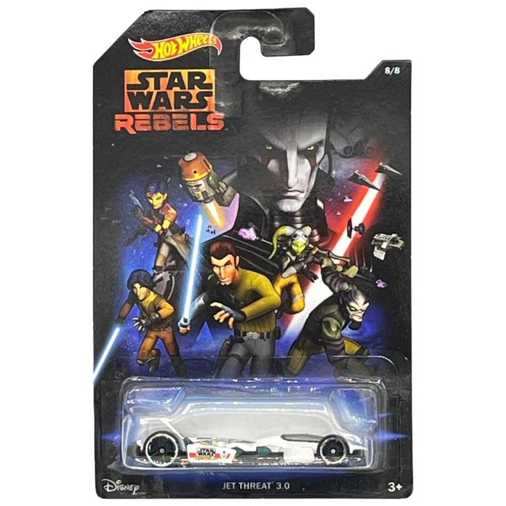 HOT WHEELS Star Wars Rebels Movie Series JET THREAT 3.0 White Chrome Black OH5's